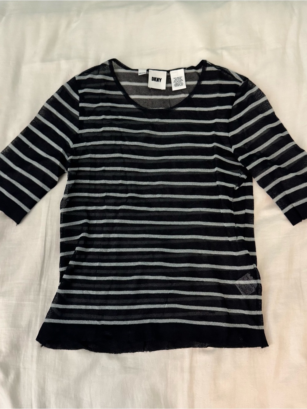 DKNY Striped Scoop Neck Top